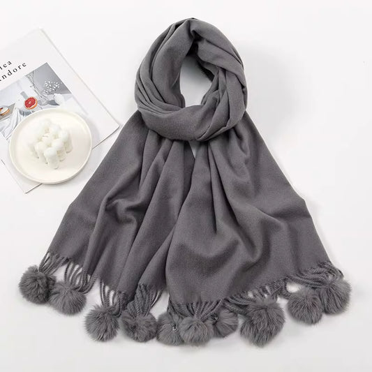 Solid Color Cashmere Like Scarf With Fleece Lining For Extra Warmth