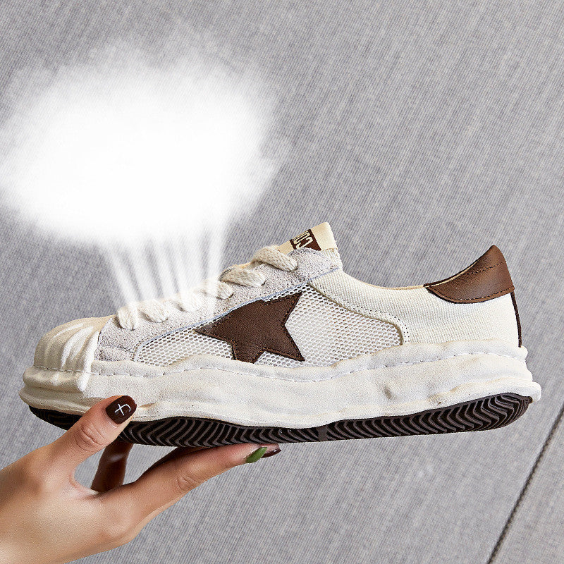 Women's Thick Sole Shoes Leather Shell Toe Dissolve