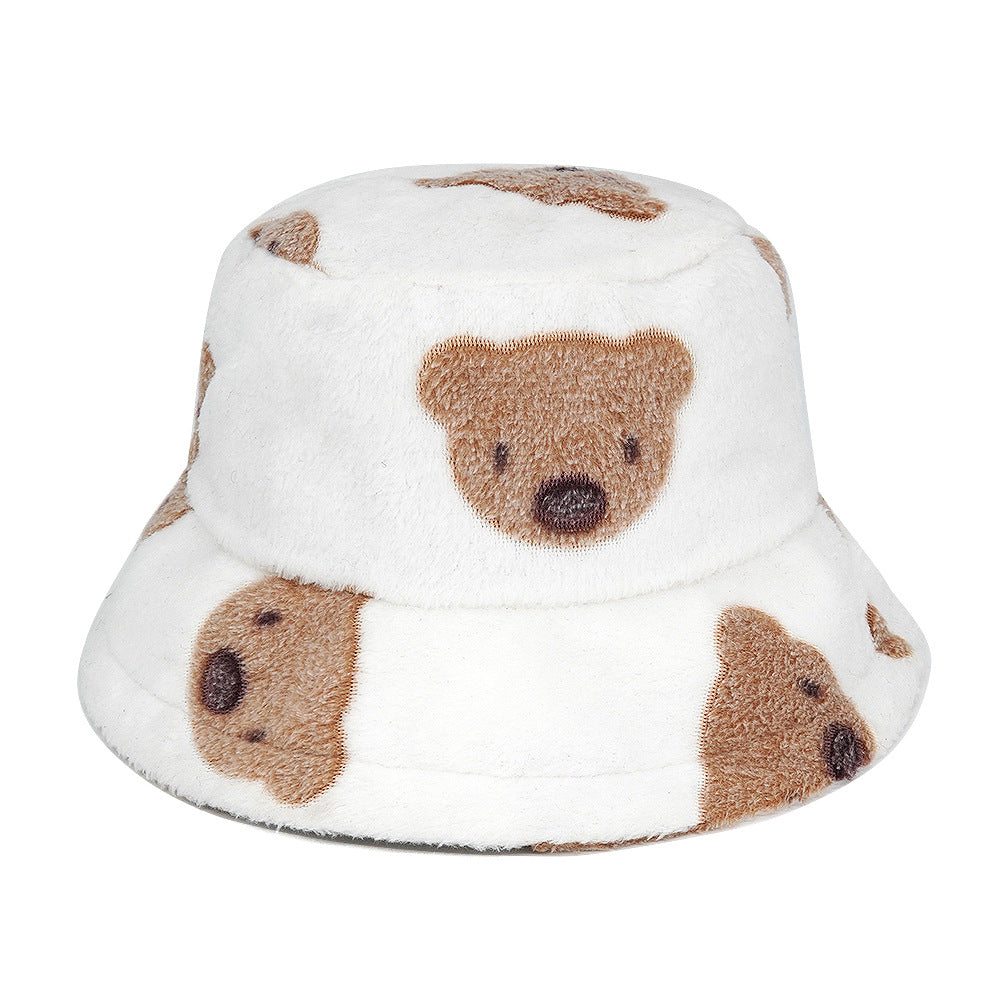Women's Plush Cartoon Jacquard Bucket Hat