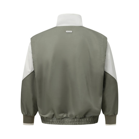 European And American Color Contrast Patchwork Workwear Stand-up Collar Jacket Fashion Brand Men's Clothing Loose Casual