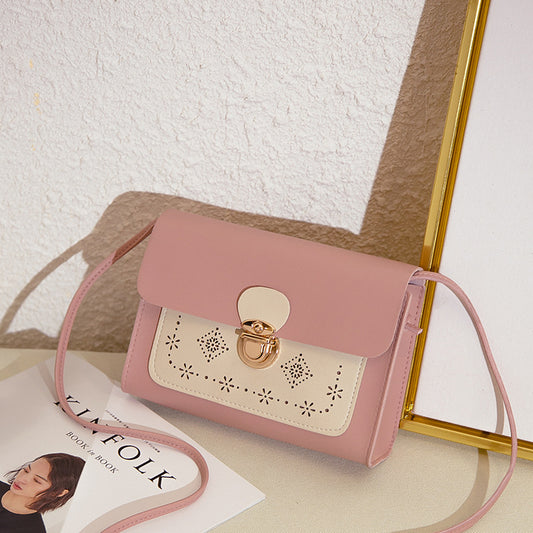Small square bag double color matching shoulder bag