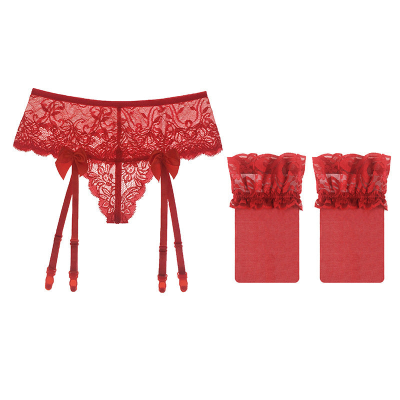 Lace perspective long garter socks