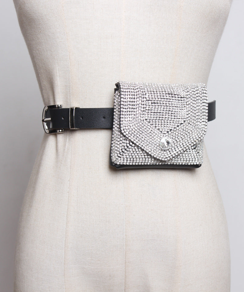 Rhinestone Flash Diamond Chain Diagonal Shoulder Handbag Belt Decoration
