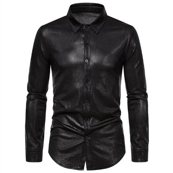 Plaid Bronzing Printed Stage Costume European Size Men's Long-sleeved Shirt