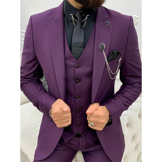 Suit Men's Three-piece Suit Host Banquet Plus Size Men's Simple Slim Fit