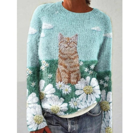 Dame 3D Digitalprint Langærmet Crewneck Sweatshirt Top