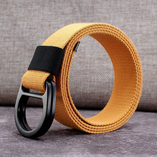 Men's Outdoor Leisure Canvas Belt Double Ring Buckle
