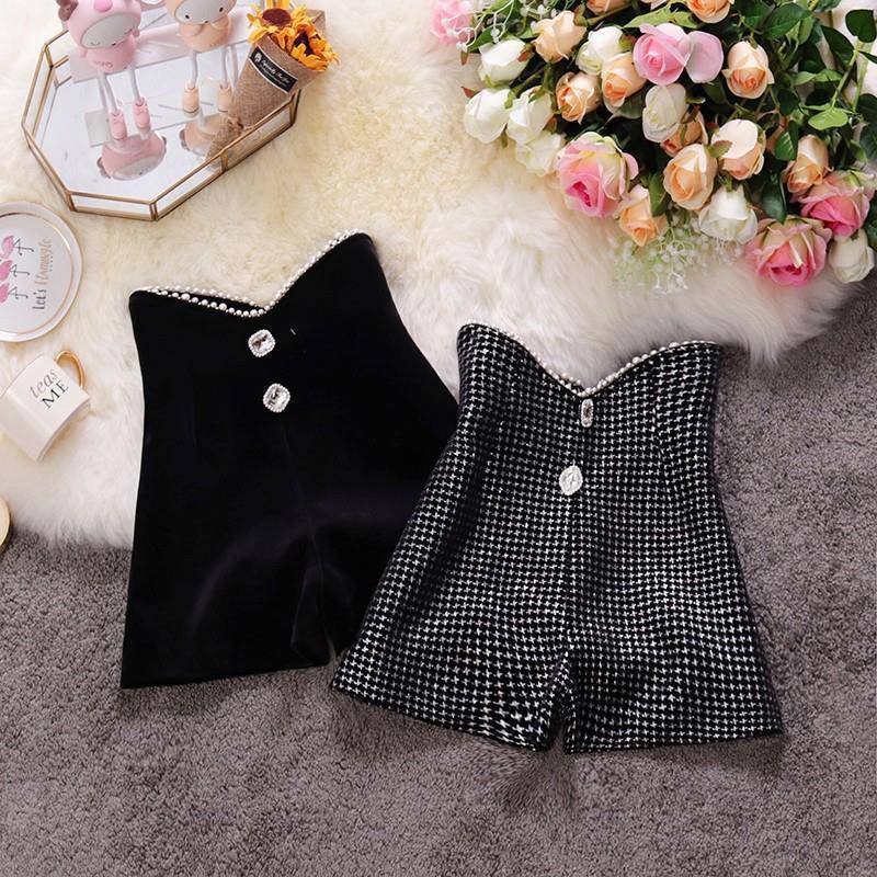 Women's Irregular Pearl High Waist Versatile Wide Leg Shorts