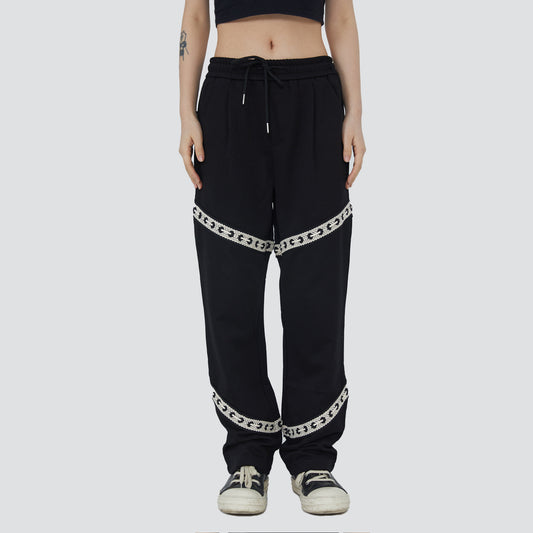 Relaxed Unisex Casual Pants Elastic Adjustment Ribbon Male