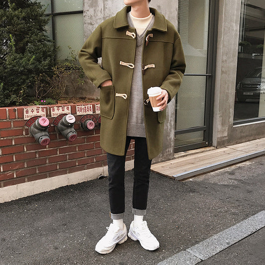Wool Windbreaker Loose Coat For Young Men