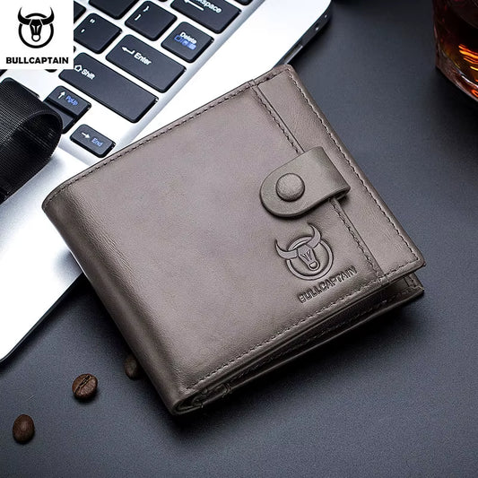 Genuine Leather Men'S Wallet Coin Purse Small Wallet Retro Short Wallet British Casual Multifunction Wallet