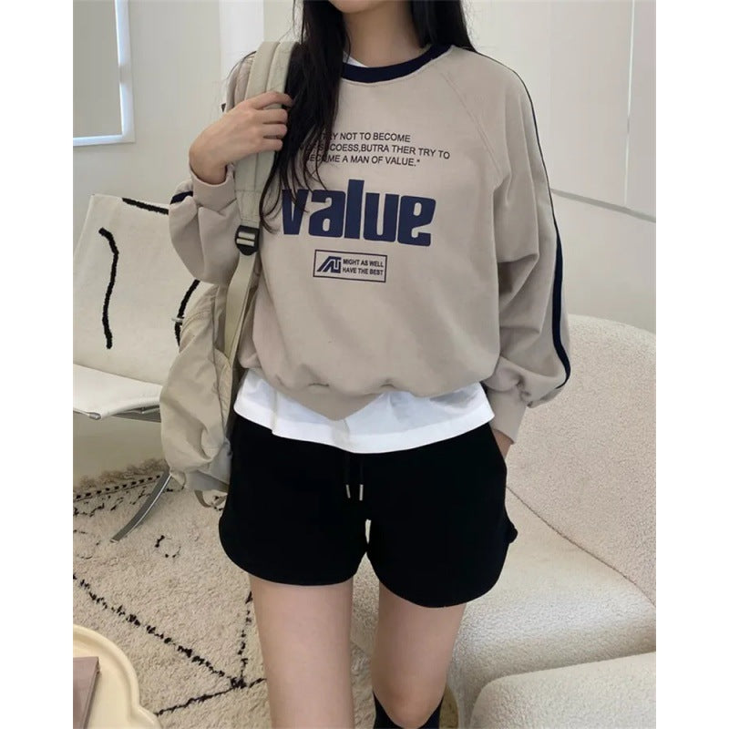 Women's Vintage Letter Print Sports Sweater