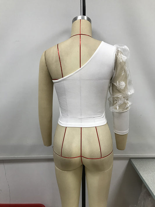 Women's European And American Gauze See-through Wave Dot Half Sleeve