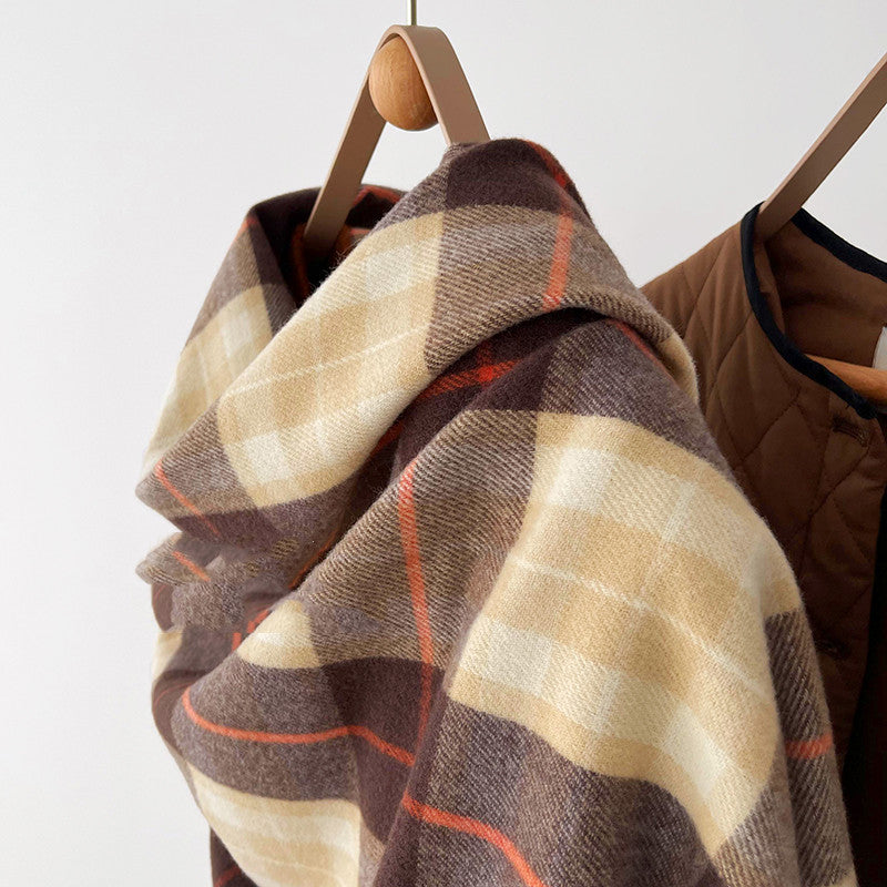 Fashion Faux Cashmere Warm Plaid Scarf Shawl