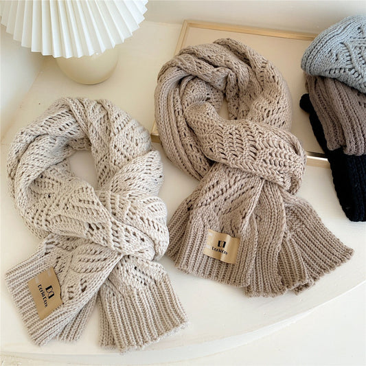 Women's All-match Earth Color Knitted Woolen Scarf