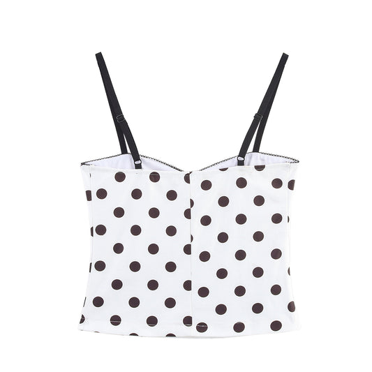Summer European And American Style Polka Dot Corset Strap Top
