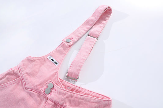 Children With Strap Straight Denim Shorts