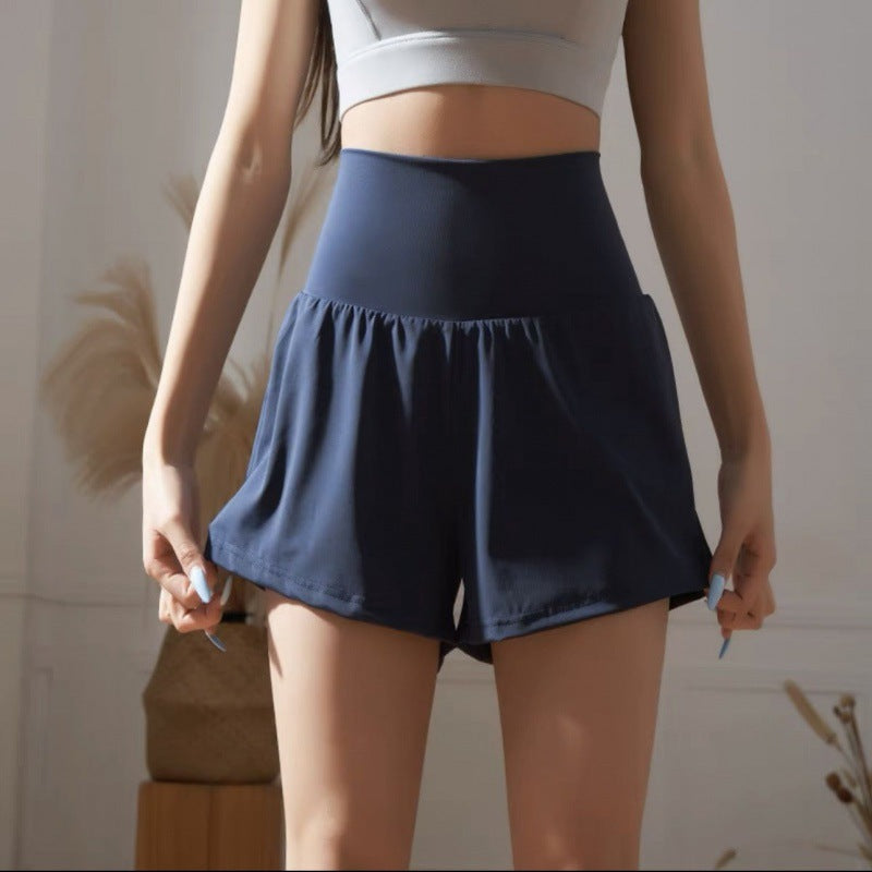 Fake Two-piece High Waist Belly Contracting White Sports Quick-drying Women