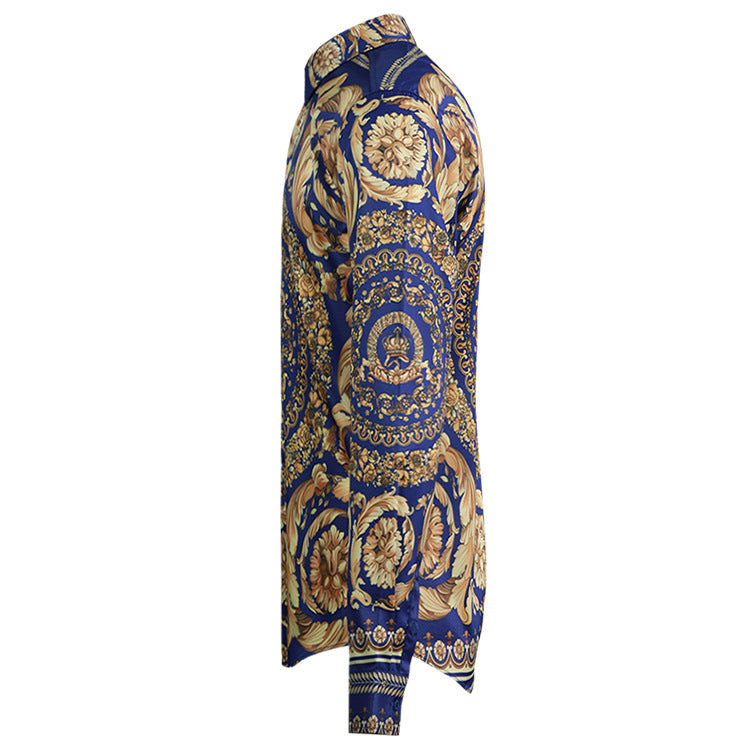Ny Royal Fuld Version Af Symmetrisk Palads Krone Blomst Strygefri Reparation Mode Herreskjorte