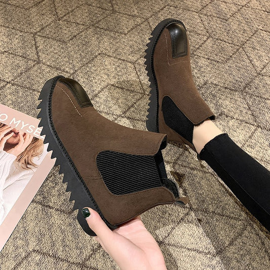 Women's flat bottomed short tube thick bottom cotton boots