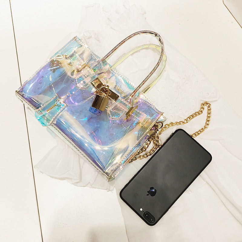 Transparent beach platinum bag