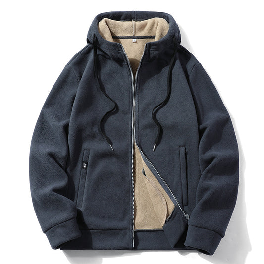 Mænds Outdoor Fleecejakke med hætte Polarfleecejakke