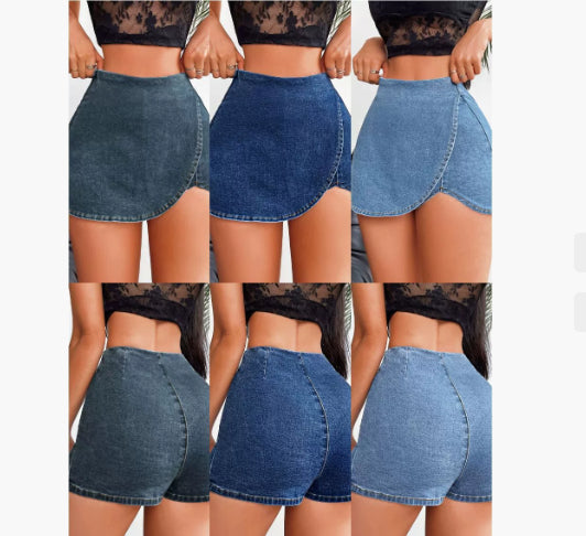 Slim-fit Denim Skirt Shorts For Women