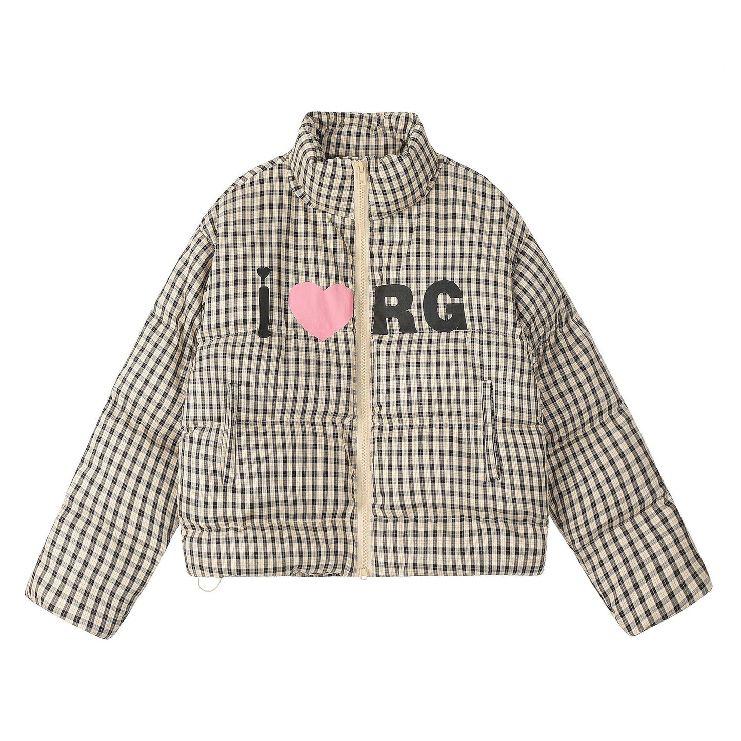 American Retro Plaid Printed Short Cotton Coat Jacket
