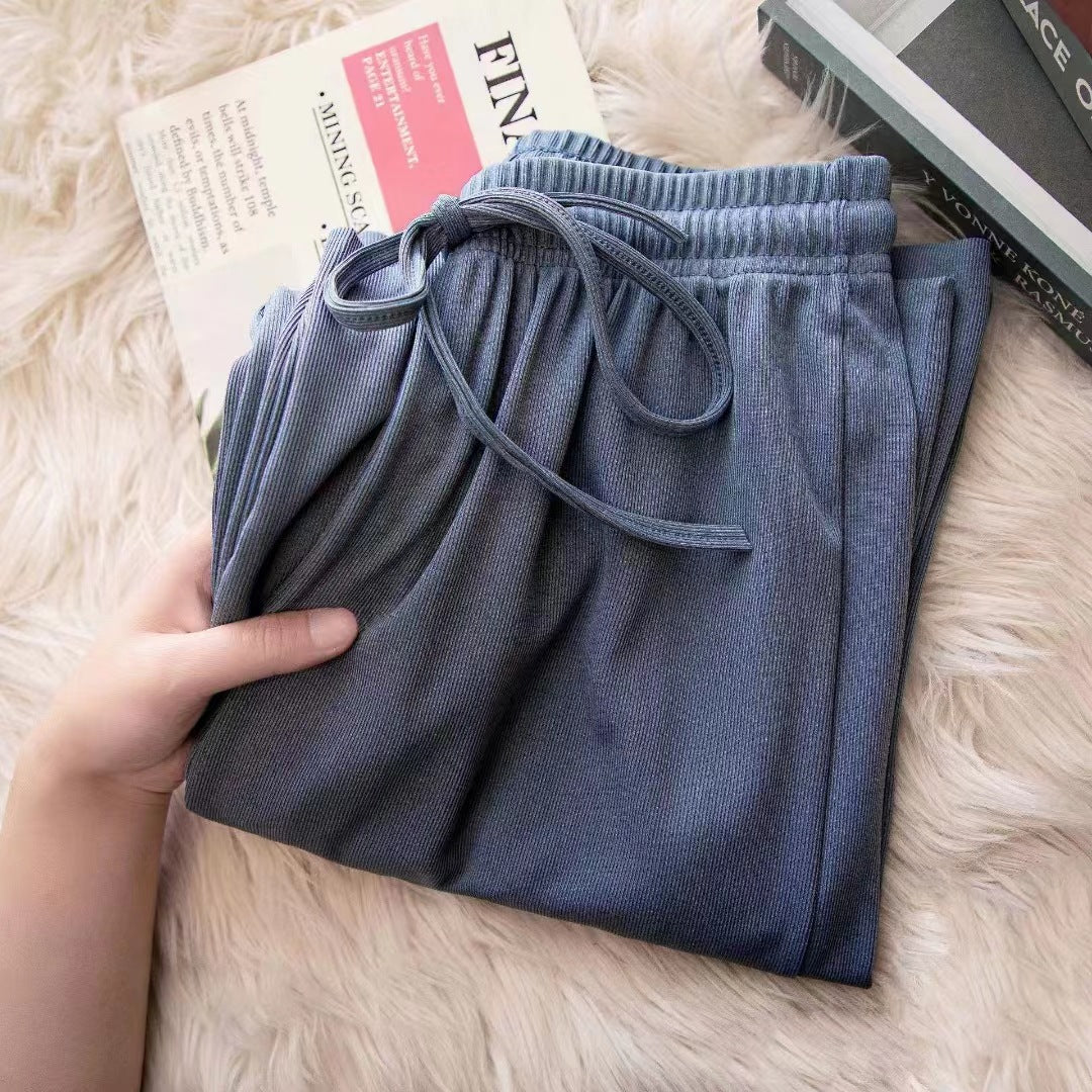 Women's Summer High Waist Loose Drooping Straight Casual Pants