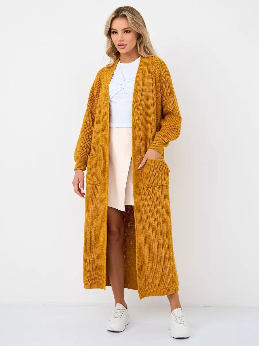 Women's Long Knitted Cardigan Buckle-free Coat