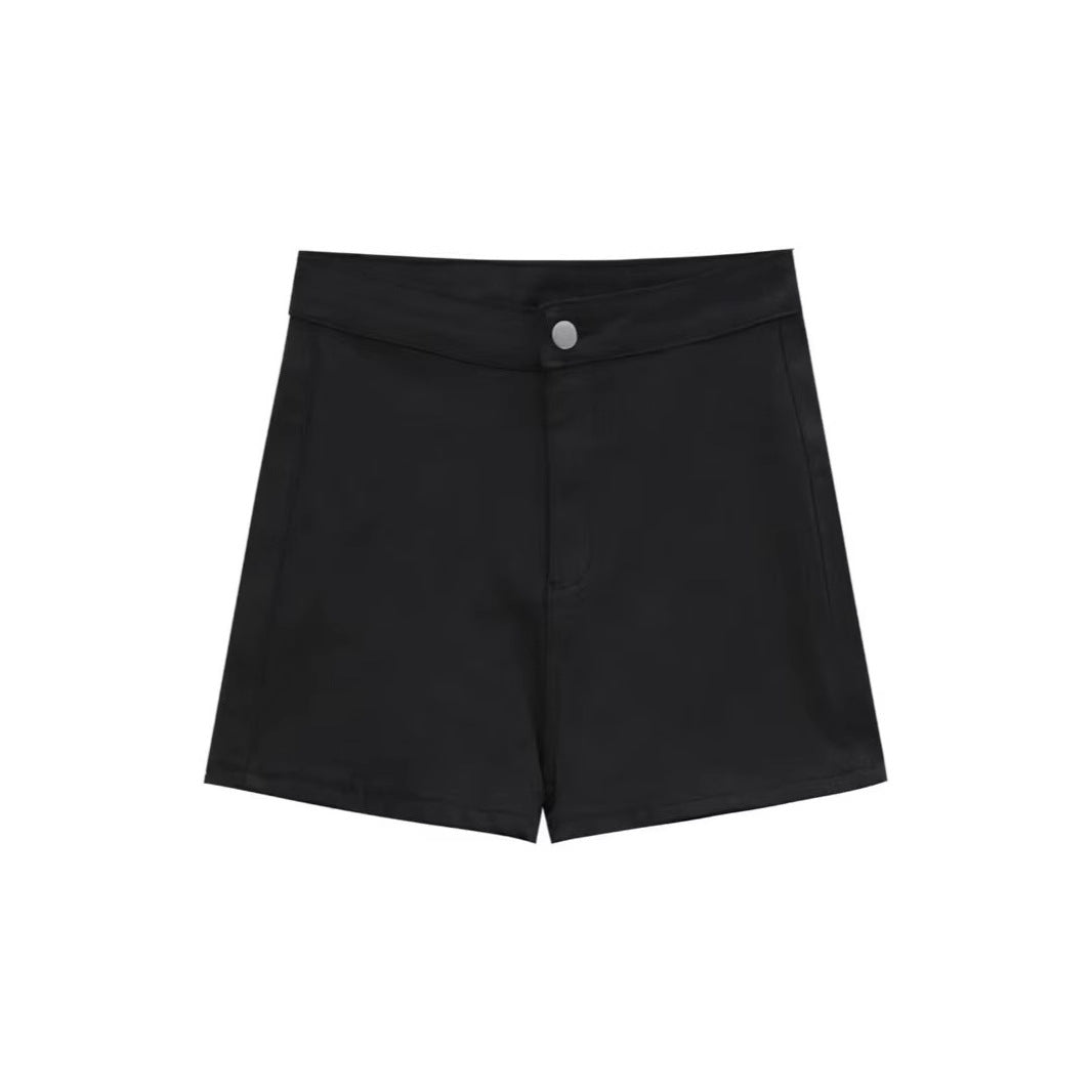 Black Denim Shorts High Waist Slimming Hot Pants