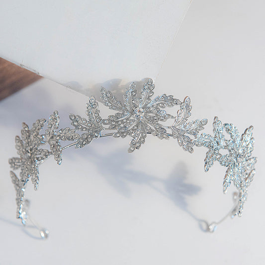 Alloy Bridal Crown Flower Leaf Hair Band