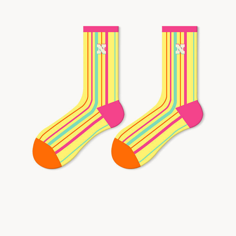Dopamine Color Horizontal Stripes Tube Socks