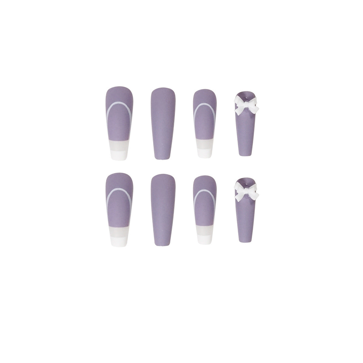 Vine Purple French Style Bow Wear Manicure