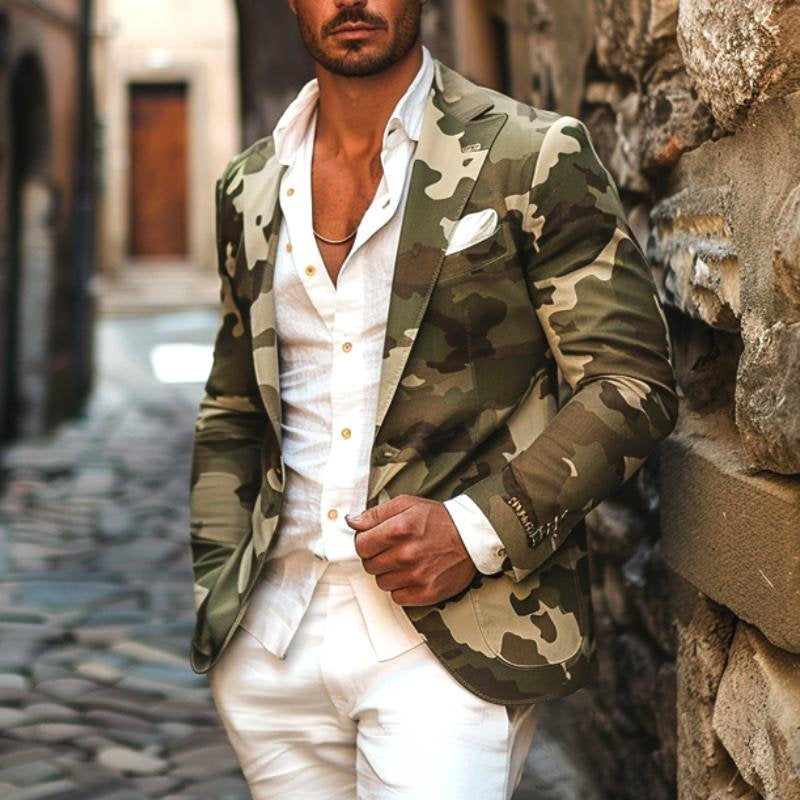 Leisure Suits For Men Digital Printing Western Style Fashionable Jacket