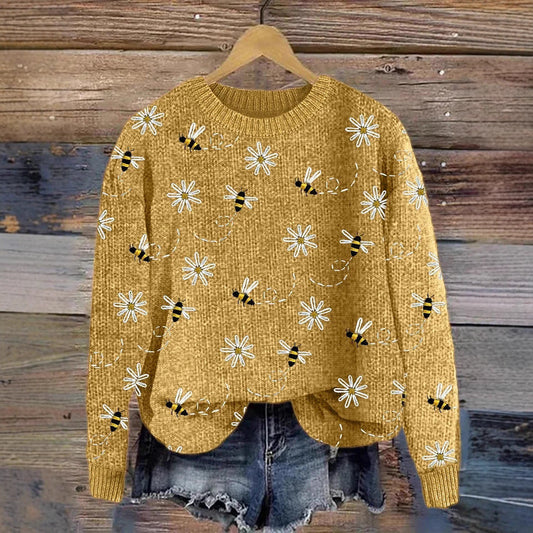 3D Digital-Print Crew-Neck Sweater In A Faux-Sweater Style