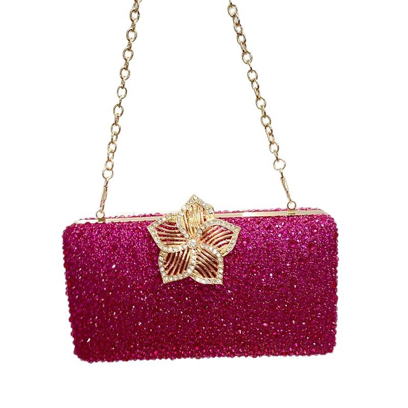 Flower-filled Diamond Social Evening Single Shoulder Crossbody Bag