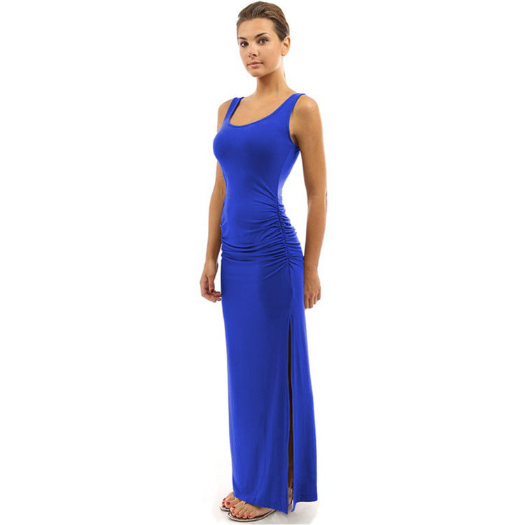 Women's Sexy Sleeveless Slim-fit Pleated Split Dress