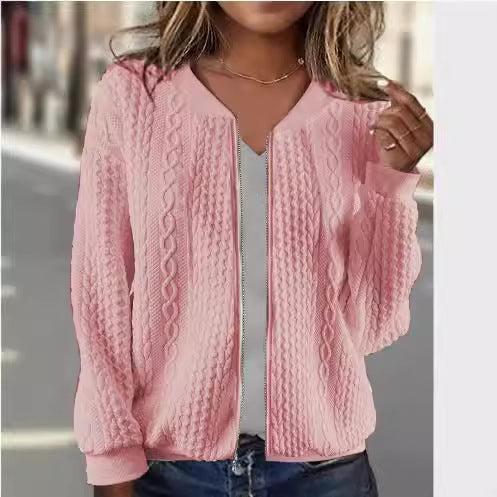 Women's Jacquard Long Sleeve Casual Short Coat