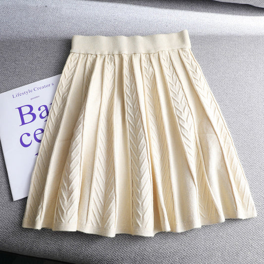 Half-length skirt women high waist slim bright silk pleated skirt