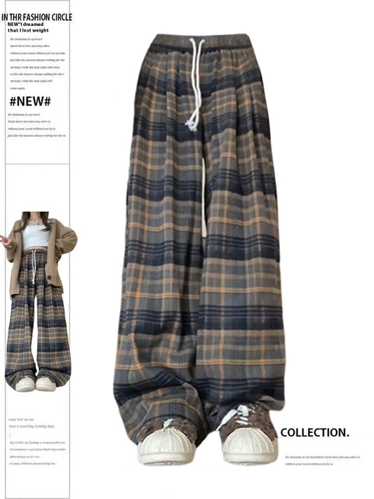 Plus Size Retro Lazy Style High Waist Women's Wide-leg Pants