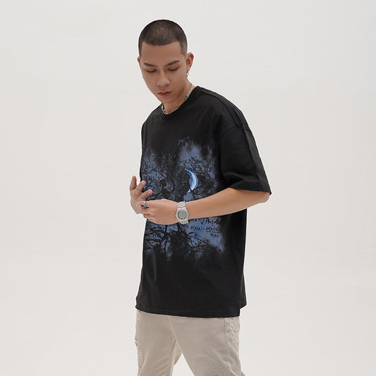 White Ink Digital Direct Print Short Sleeve T-shirt