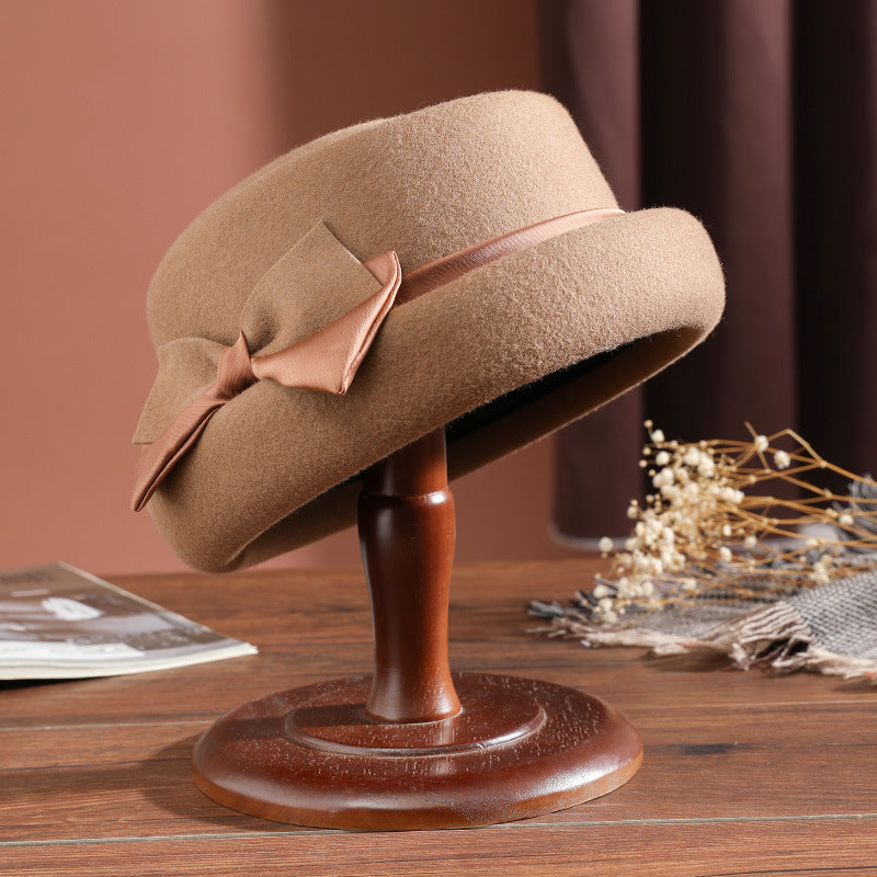 Women's Warm Woolen Felt Cloth Top Hat