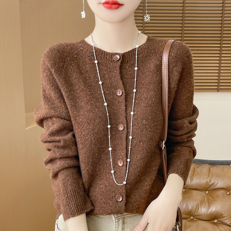 Women's Pure Wool Sweater Loose Round Neck Fashion Coat