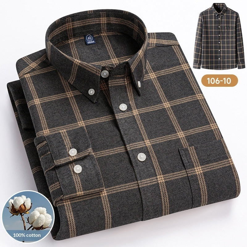 Cotton Plaid Long-sleeve Shirt For Layering Or Wearing On Its Own