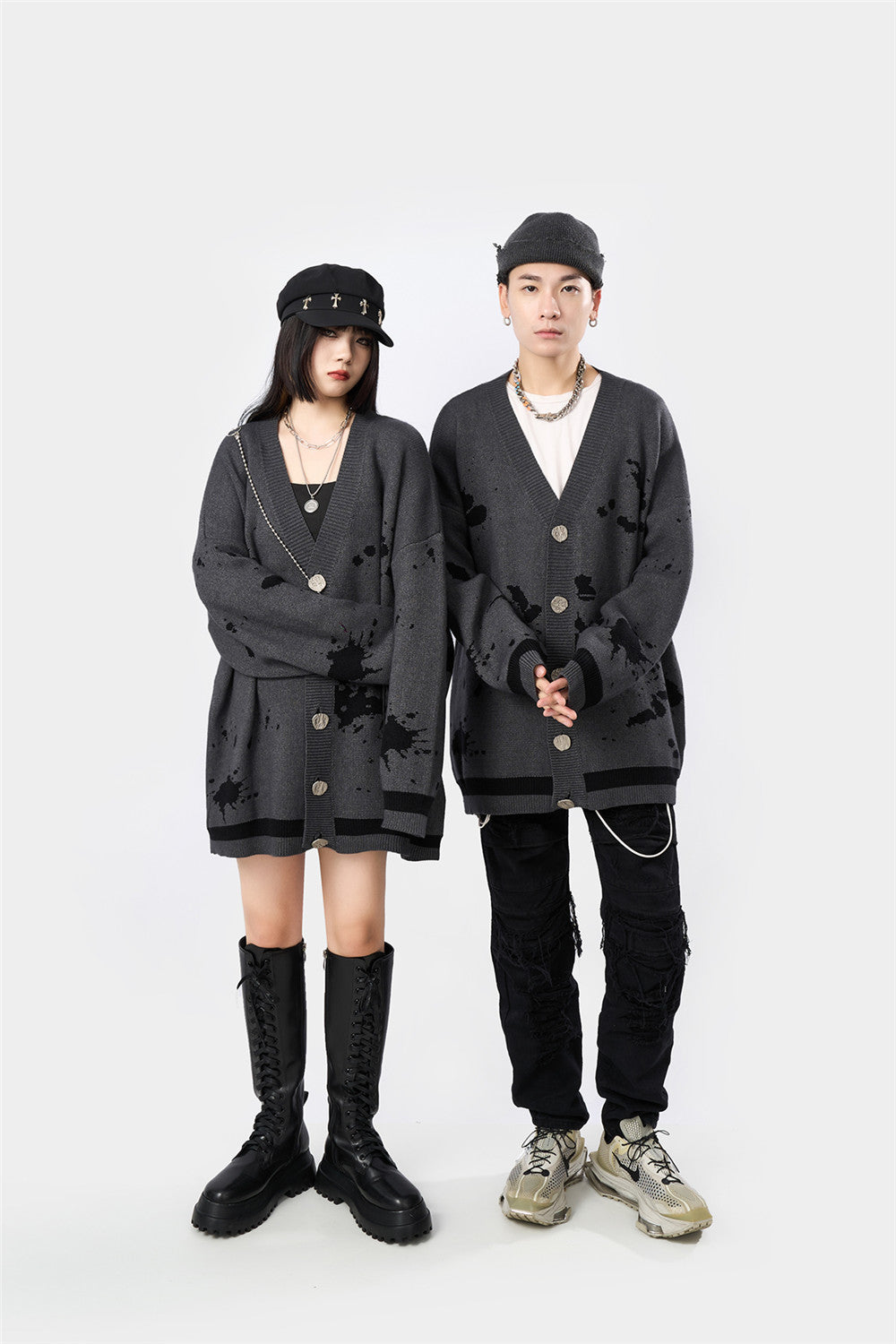 Dark Trendy Brand Jacquard Sweater Jacket Men Ins Autumn