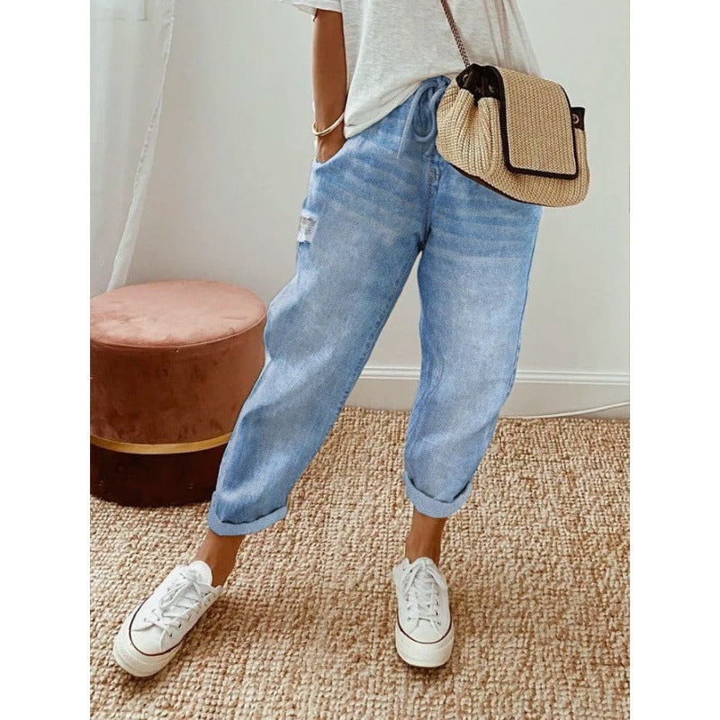 Women's Denim Pocket Elasticated Slacks