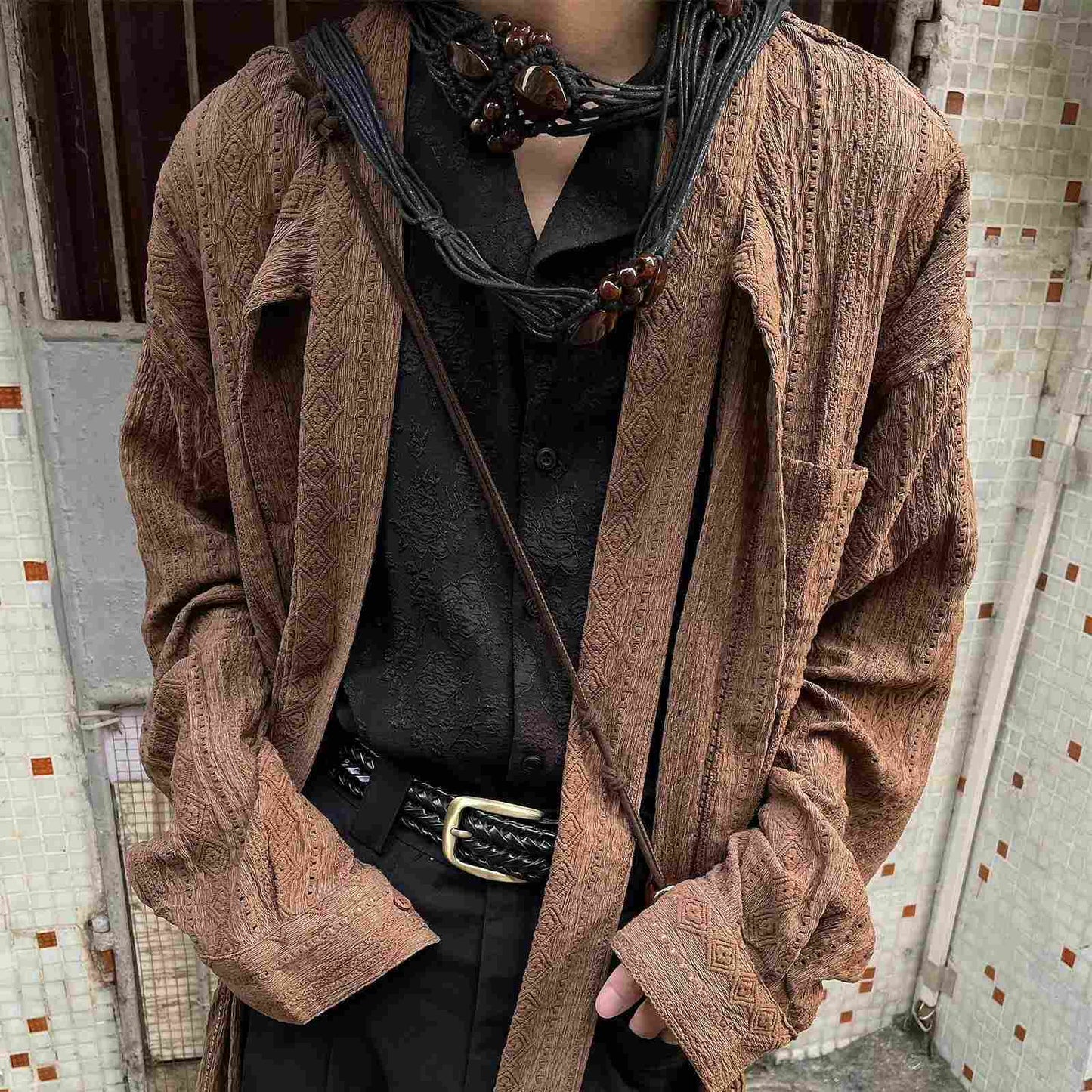 Splicing Strap Long Sleeved Jacket