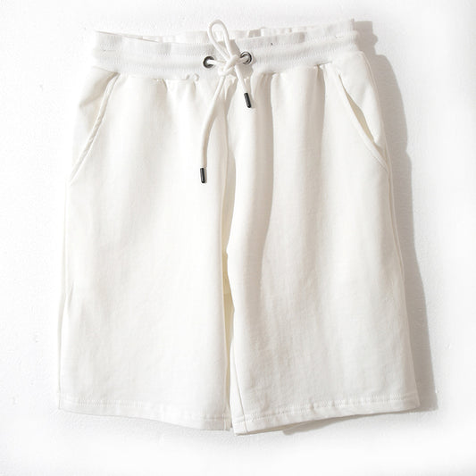 Loose Elastic Waist Solid Color Shorts Casual High Waist Wide-Leg Five-Point Pants