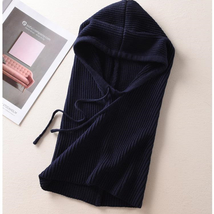 Women's Solid Color Cashmere Sweater Hat And Scarf In One